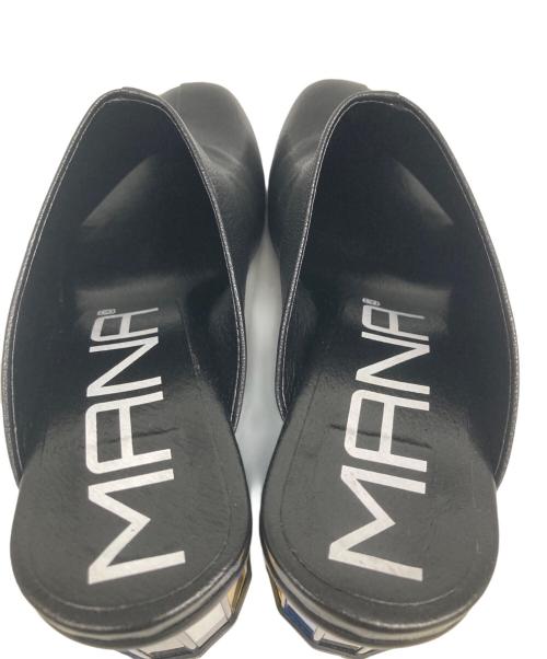 MANA（マナ）MANA (マナ) ミラーヒール・アシメカットミュール ブラック サイズ:37の古着・服飾アイテム