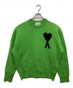 AMI Alexandre Mattiussiアミアレクサンドルマテュッシ）の古着「AMI DE COEUR CREW NECK SWEATER（アミ ドゥ クール クルーネック セーター）」｜グリーン