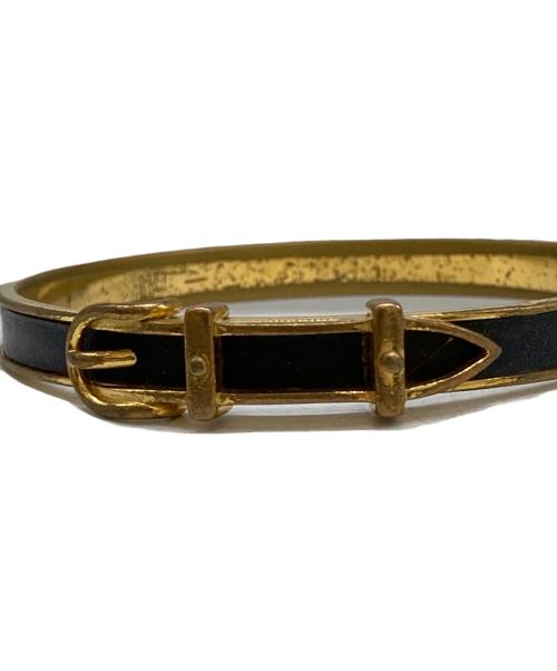 HERMES（エルメス）HERMES (エルメス) ベルトモチーフバングル ゴールド×ブラックの古着・服飾アイテム