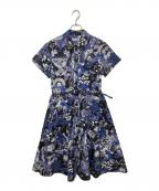 Christian Diorクリスチャン ディオール）の古着「Blue Celestial Print Poplin Belted Midi Dress」｜ブルー