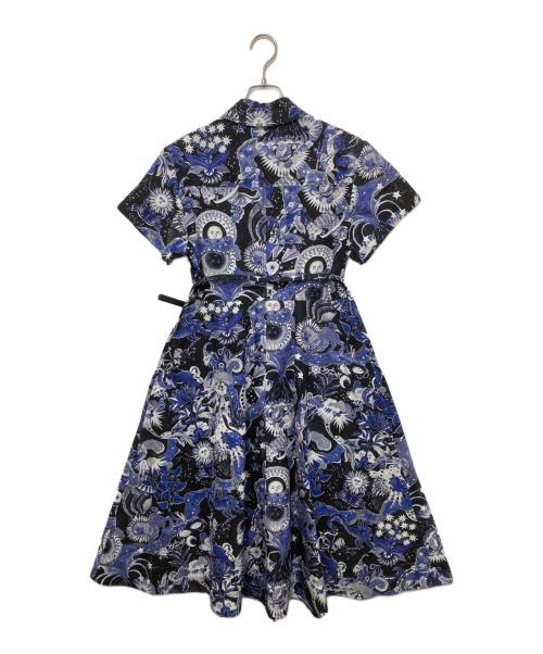 Christian Dior（クリスチャン ディオール）Christian Dior (クリスチャン ディオール) Blue Celestial Print Poplin Belted Midi Dress ブルー サイズ:38の古着・服飾アイテム
