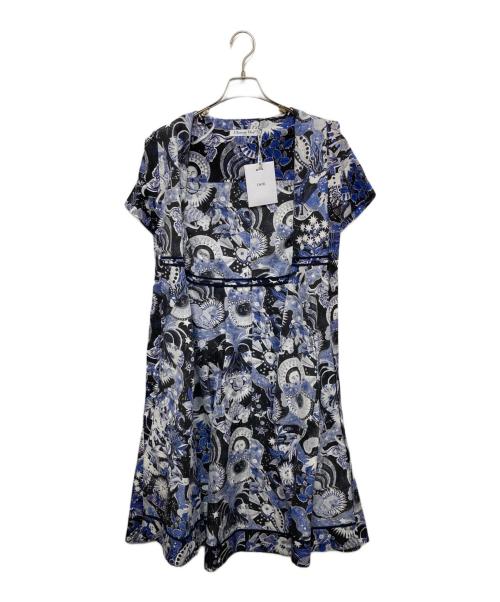 Christian Dior（クリスチャン ディオール）Christian Dior (クリスチャン ディオール) Blue Celestial Print Poplin Belted Midi Dress ブルー サイズ:38の古着・服飾アイテム