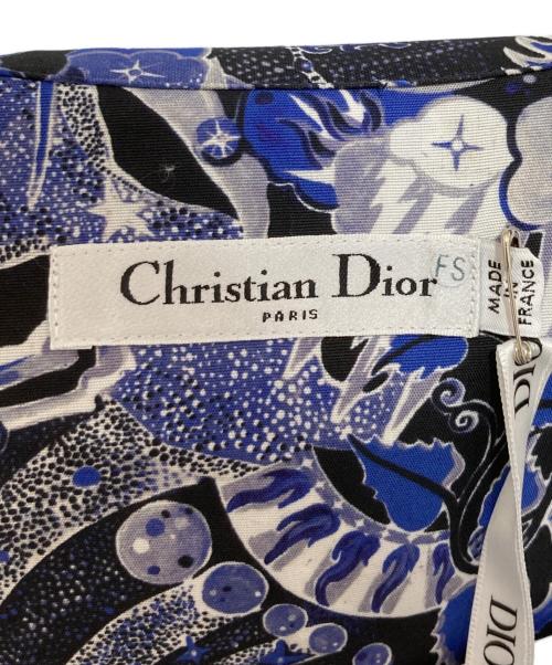 Christian Dior（クリスチャン ディオール）Christian Dior (クリスチャン ディオール) Blue Celestial Print Poplin Belted Midi Dress ブルー サイズ:38の古着・服飾アイテム