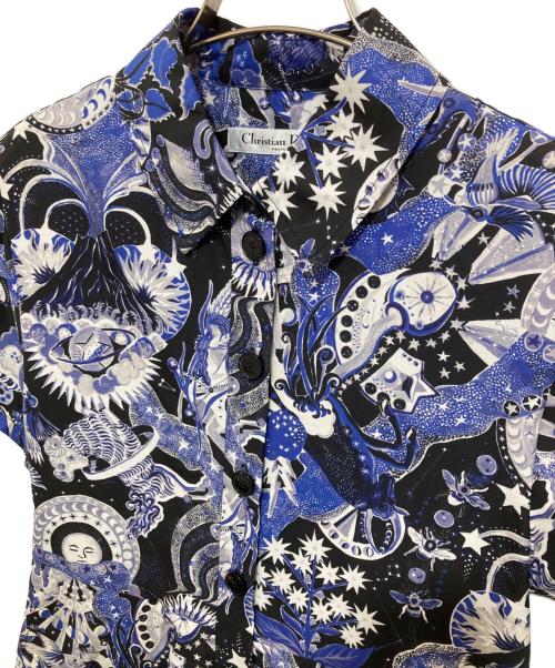 Christian Dior（クリスチャン ディオール）Christian Dior (クリスチャン ディオール) Blue Celestial Print Poplin Belted Midi Dress ブルー サイズ:38の古着・服飾アイテム