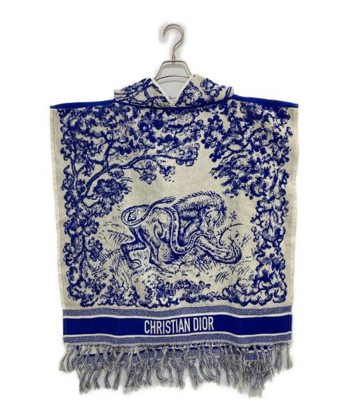 Christian Dior（クリスチャン ディオール）Christian Dior (クリスチャン ディオール) 総柄ポンチョ ブルー サイズ:Uの古着・服飾アイテム