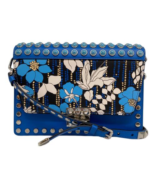 PRADA（プラダ）PRADA (プラダ) 1BD120 エレクトラ バッグ ローラル ショルダー バッグ スタッズショルダーバッグ  ブルーの古着・服飾アイテム