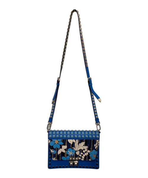 PRADA（プラダ）PRADA (プラダ) 1BD120 エレクトラ バッグ ローラル ショルダー バッグ スタッズショルダーバッグ  ブルーの古着・服飾アイテム