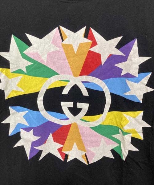 GUCCI（グッチ）GUCCI (グッチ) スター プリント インターロッキングG 半袖Tシャツ ブラック サイズ:Sの古着・服飾アイテム