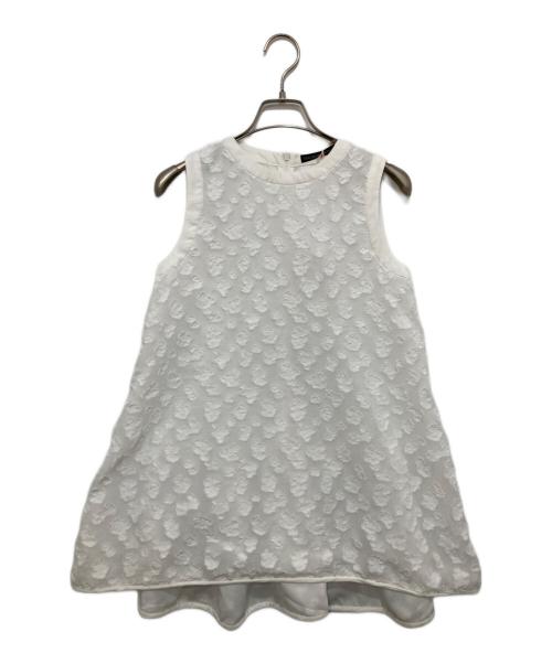 TSURU by MARIKO OIKAWA（ツルバイマリコオイカワ）Tsuru by Mariko Oikawa (ツルバイマリコオイカワ) リーブレスジャガードブラウス ホワイト サイズ:FREEの古着・服飾アイテム