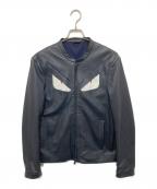 FENDIフェンディ）の古着「モンスターシングルレザージャケット」｜ブラック