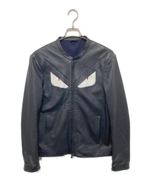 FENDI（フェンディ）FENDI (フェンディ) モンスターシングルレザージャケット ブラック サイズ:48の古着・服飾アイテム