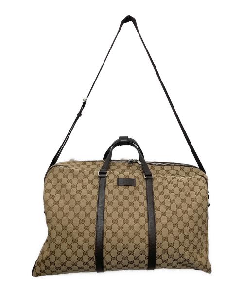 GUCCI（グッチ）GUCCI (グッチ) GGキャンバス 2WAYボストンバッグ 610105 ベージュ×ブラウンの古着・服飾アイテム