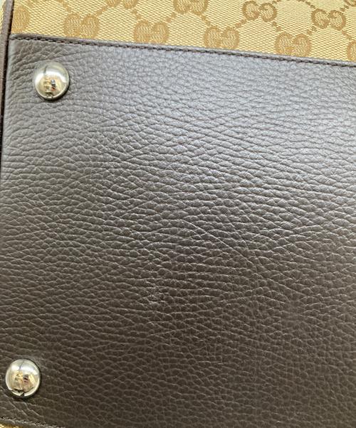 GUCCI（グッチ）GUCCI (グッチ) GGキャンバス 2WAYボストンバッグ 610105 ベージュ×ブラウンの古着・服飾アイテム