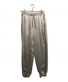MANOF（マノフ）の古着「SIDE LINE SPORTS SATIN PANTS」｜シルバー