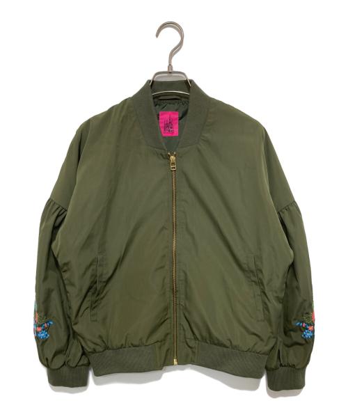 tamaoworld（タマオワールド）tamaoworld (タマオワールド) 刺繍ブルゾン オリーブ サイズ:FREEの古着・服飾アイテム