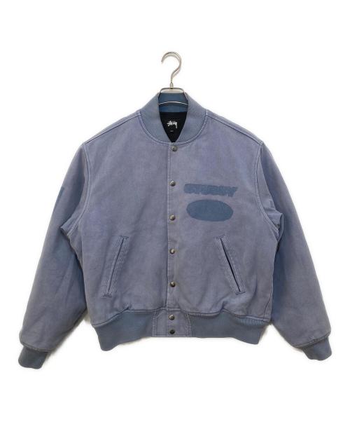 stussy（ステューシー）stussy (ステューシー) Ghost Logo Canvas Varsity ゴーストロゴ キャンバス バーシティ スタジャン  115820 ブルー サイズ:Mの古着・服飾アイテム