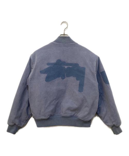 stussy（ステューシー）stussy (ステューシー) Ghost Logo Canvas Varsity ゴーストロゴ キャンバス バーシティ スタジャン  115820 ブルー サイズ:Mの古着・服飾アイテム
