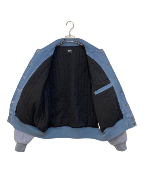 stussy（ステューシー）stussy (ステューシー) Ghost Logo Canvas Varsity ゴーストロゴ キャンバス バーシティ スタジャン  115820 ブルー サイズ:Mの古着・服飾アイテム