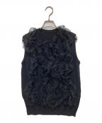 trefle+1トレフルプラスワン）の古着「ノースリーブチュールニット」｜ブラック