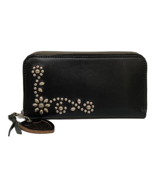 htc（エイチティーシー）HTC (エイチティーシー) ZIPPER LARGE レザーウォレット ブラックの古着・服飾アイテム