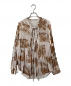 LE CIEL BLEUルシェルブルー）の古着「Landscape Print Blouse（ランドスケーププリントブラウス）」｜ホワイト