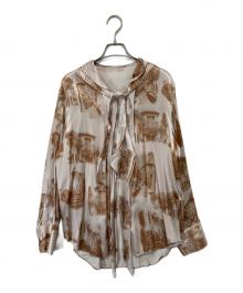 LE CIEL BLEU（ルシェルブルー）の古着「Landscape Print Blouse（ランドスケーププリントブラウス）」｜ホワイト