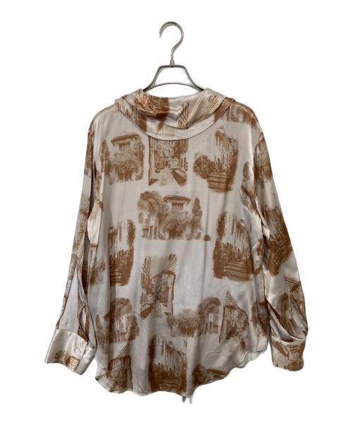 LE CIEL BLEU（ルシェルブルー）LE CIEL BLEU (ルシェルブルー) Landscape Print Blouse（ランドスケーププリントブラウス） ホワイト サイズ:36の古着・服飾アイテム