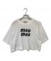 MIU MIU（ミュウミュウ）の古着「クロップドロゴTシャツ　MJN445 S231 12LZ」｜ホワイト