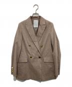 Nobleノーブル）の古着「麻ストレッチピークドラペルダブルジャケット」｜ブラウン