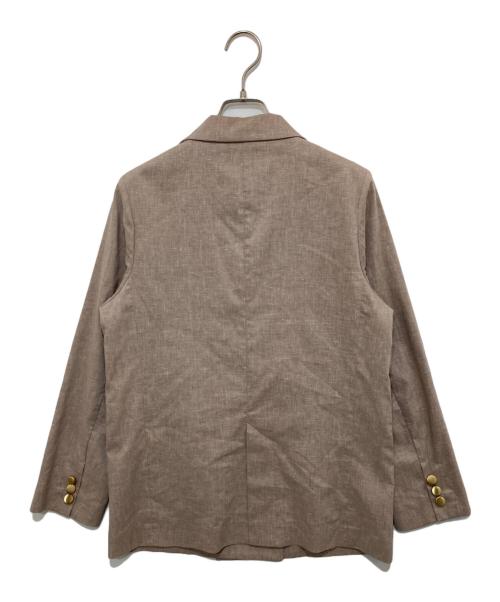 Noble（ノーブル）Noble (ノーブル) 麻ストレッチピークドラペルダブルジャケット ブラウン サイズ:36の古着・服飾アイテム