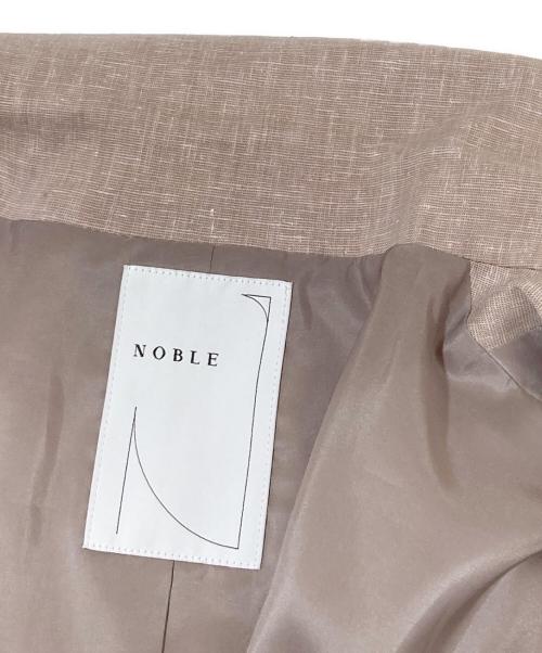 Noble（ノーブル）Noble (ノーブル) 麻ストレッチピークドラペルダブルジャケット ブラウン サイズ:36の古着・服飾アイテム