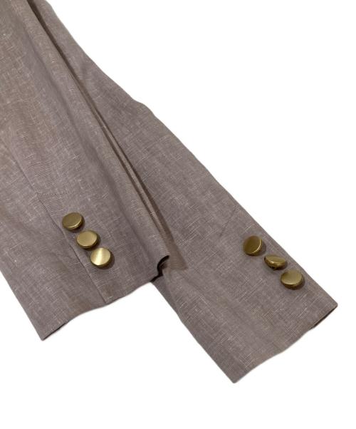 Noble（ノーブル）Noble (ノーブル) 麻ストレッチピークドラペルダブルジャケット ブラウン サイズ:36の古着・服飾アイテム