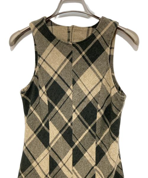 Rosarymoon（ロザリームーン）ROSARYMOON (ロザリームーン) Bias Check Panel Dress ブラウン サイズ:Fの古着・服飾アイテム
