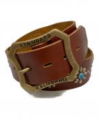 htc×STANDARD CALIFORNIAエイチティーシー×スタンダードカリフォルニア）の古着「レザーフラワーターコイズベルト」｜ブラウン