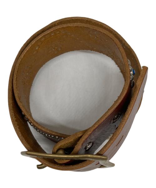 htc（エイチティーシー）htc (エイチティーシー) STANDARD CALIFORNIA (スタンダードカリフォルニア) レザーフラワーターコイズベルト ブラウンの古着・服飾アイテム