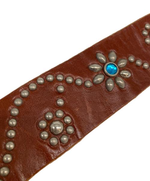 htc（エイチティーシー）htc (エイチティーシー) STANDARD CALIFORNIA (スタンダードカリフォルニア) レザーフラワーターコイズベルト ブラウンの古着・服飾アイテム