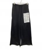 MM6 Maison Margielaエムエムシックスメゾンマルジェラ）の古着「Wide leg cotton jersey pants with patch detail」｜ブラック