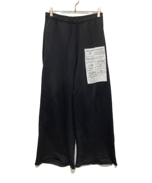 MM6 Maison Margiela（エムエムシックスメゾンマルジェラ）MM6 Maison Margiela (エムエムシックスメゾンマルジェラ) Wide leg cotton jersey pants with patch detail ブラック サイズ:XSの古着・服飾アイテム