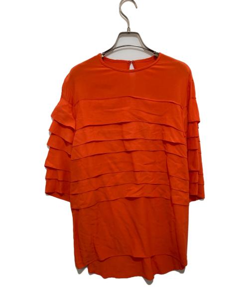 DOMELLE（ドメル）DOMELLE (ドメル) ティアードハーフスリーブブラウス オレンジ サイズ:9の古着・服飾アイテム