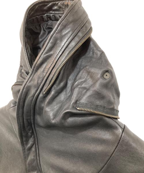 GLAM（グラム）GLAM (グラム) フーデットレザージャケット ブラック サイズ:Mの古着・服飾アイテム