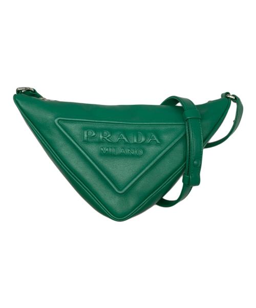 PRADA（プラダ）PRADA (プラダ) トライアングル カーフレザー ショルダーバッグ 1NQ043 グリーンの古着・服飾アイテム