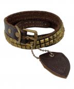 htcエイチティーシー）の古着「スタッズナローレザーベルト」｜ブラウン