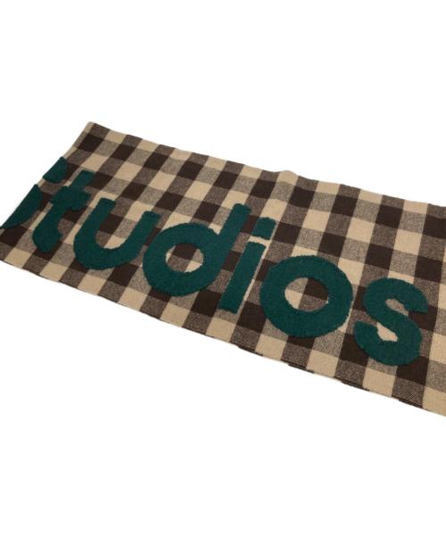 Acne studios（アクネ ストゥディオス）Acne studios (アクネ ストゥディオス) チェックロゴスカーフ ブラウンの古着・服飾アイテム