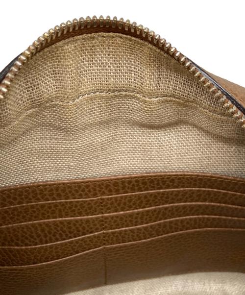 GUCCI（グッチ）GUCCI (グッチ) GGキャンバスショルダーバッグ　449413 ベージュ×ブラウンの古着・服飾アイテム