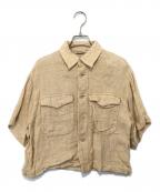AURALEEオーラリー）の古着「LINEN DOUBLE FACE HALF SLEEVED SHIRTS　リネンダブルフェイス半袖シャツ　A20SS04WL」｜ベージュ