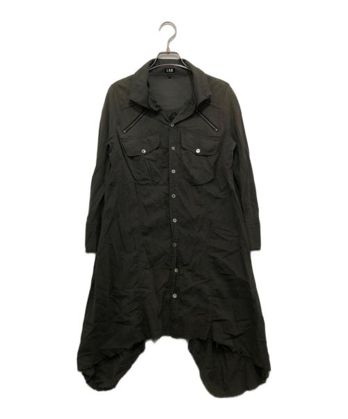 L.G.B（ルグランブルー）L.G.B (ルグランブルー) バックプリントシャツワンピース グリーンの古着・服飾アイテム