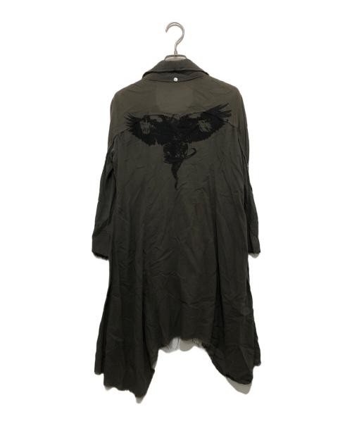 L.G.B（ルグランブルー）L.G.B (ルグランブルー) バックプリントシャツワンピース グリーンの古着・服飾アイテム