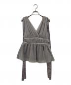 polauraポロ―ラ）の古着「ショルダーリボンシフォンブラウス」｜パープル