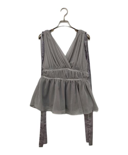 polaura（ポロ―ラ）polaura (ポロ―ラ) ショルダーリボンシフォンブラウス パープル サイズ:FREEの古着・服飾アイテム