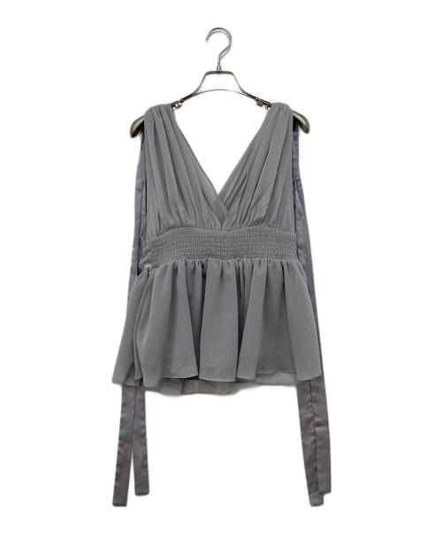 polaura（ポロ―ラ）polaura (ポロ―ラ) ショルダーリボンシフォンブラウス パープル サイズ:FREEの古着・服飾アイテム